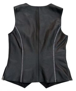 Hot Leathers VSL1016 Ladies'Rhinestone' Black Leather MC Vest Motorcycle Vests