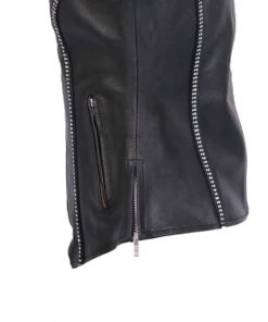Hot Leathers VSL1016 Ladies'Rhinestone' Black Leather MC Vest Motorcycle Vests