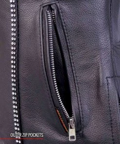 Hot Leathers VSL1016 Ladies'Rhinestone' Black Leather MC Vest Motorcycle Vests