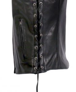 Motorcycle Vests Hot Leathers VSL1017 Ladies'Sugar Skull' Lined Black Leather MC Vest