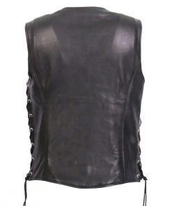 Hot Leathers VSL1018 Ladies'Pink Paisley' Lined Black Leather MC Vest Motorcycle Vests