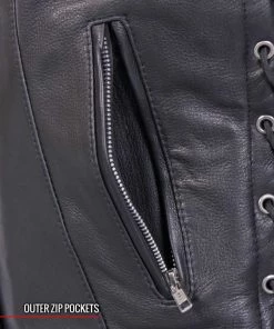 Motorcycle Vests Hot Leathers VSL1019 Ladies'Red Rose' Lined Black Leather MC Vest