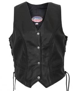 Hot Leathers VSL5001 USA Made Ladies Braided Leather Vest