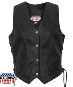 Hot Leathers VSL5001 USA Made Ladies Braided Leather Vest
