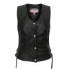 Hot Leathers VSL5002 USA Made Ladies Leather Vest With Side Laces Motorcycle Vests