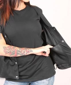 Hot Leathers VSL5002 USA Made Ladies Leather Vest With Side Laces Motorcycle Vests