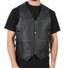 Motorcycle Vests Hot Leathers VSM1017 Men's Black '10 Pocket' Leather Vest With Side Laces
