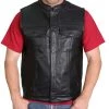 Hot Leathers VSM1018 Men's Black '10 Pocket' Cowhide Leather Vest Motorcycle Vests