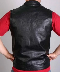 Hot Leathers VSM1018 Men's Black '10 Pocket' Cowhide Leather Vest Motorcycle Vests