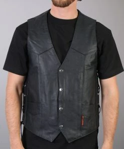 Hot Leathers VSM1022 Men's Black 'Conceal And Carry' Leather Vest