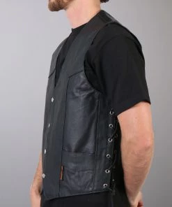 Hot Leathers VSM1022 Men's Black 'Conceal And Carry' Leather Vest