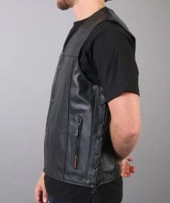 Hot Leathers VSM1023 Men's Black'Conceal And Carry Leather Vest