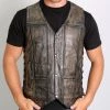 Hot Leathers VSM1029 Men's Distressed Brown 10 Pocket 'Conceal And Carry' Leather Vest Motorcycle Vests