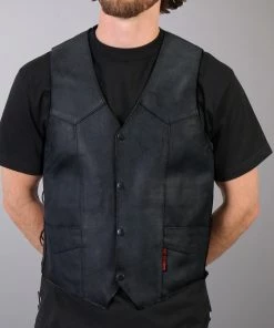 Hot Leathers VSM1033 Men's Black'Classic Side Lace' Leather Vest Motorcycle Vests