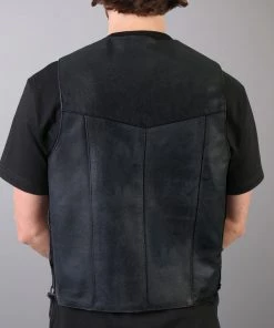 Hot Leathers VSM1033 Men's Black'Classic Side Lace' Leather Vest Motorcycle Vests