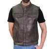Hot Leathers VSM1035 Men's Distressed Brown 'Conceal And Carry' Club Leather Vest Motorcycle Vests