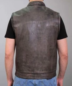 Hot Leathers VSM1035 Men's Distressed Brown'Conceal And Carry' Club Leather Vest Motorcycle Vests