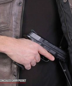 Hot Leathers VSM1035 Men's Distressed Brown'Conceal And Carry' Club Leather Vest Motorcycle Vests