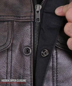 Hot Leathers VSM1035 Men's Distressed Brown'Conceal And Carry' Club Leather Vest Motorcycle Vests