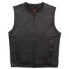 Hot Leathers VSM1036 Men's Black 'Conceal And Carry' Leather Zip Vest Motorcycle Vests
