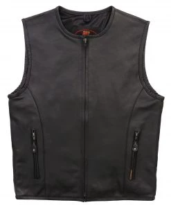 Hot Leathers VSM1036 Men's Black 'Conceal And Carry' Leather Zip Vest Motorcycle Vests