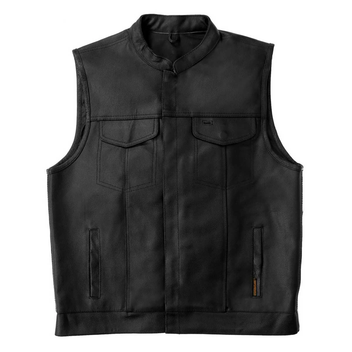 Motorcycle Vests Hot Leathers VSM1039 Men's Black 'Conceal And Carry' Club Leather Vest
