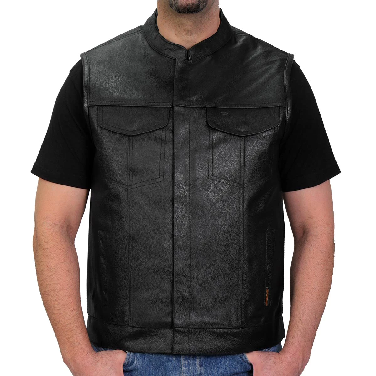 Motorcycle Vests Hot Leathers VSM1039 Men's Black 'Conceal And Carry' Club Leather Vest