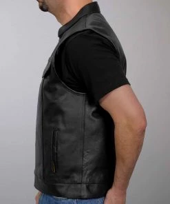 Motorcycle Vests Hot Leathers VSM1039 Men's Black'Conceal And Carry' Club Leather Vest