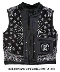 Hot Leathers VSM1049 Men's Black 'Paisley' Conceal And Carry Leather Vest