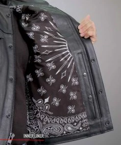 Hot Leathers VSM1049 Men's Black'Paisley' Conceal And Carry Leather Vest