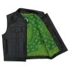 Motorcycle Vests Hot Leathers VSM1050 Men’s Black 'Paisley Green' Conceal And Carry Leather Vest