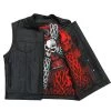 Motorcycle Vests Hot Leathers VSM1051 Men's Black 'Celtic Cross' Conceal And Carry Leather Vest