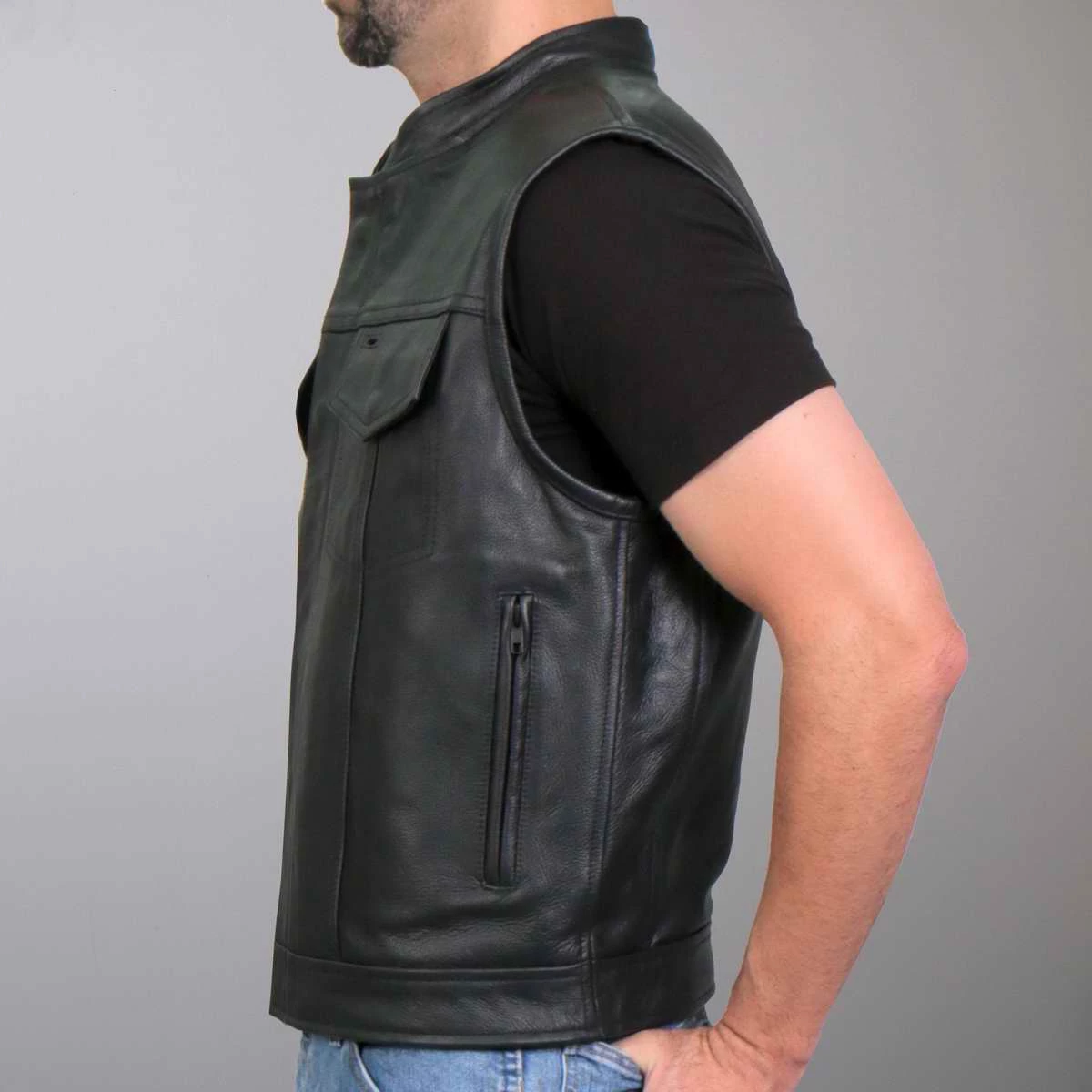 Motorcycle Vests Hot Leathers VSM1051 Men's Black 'Celtic Cross' Conceal And Carry Leather Vest
