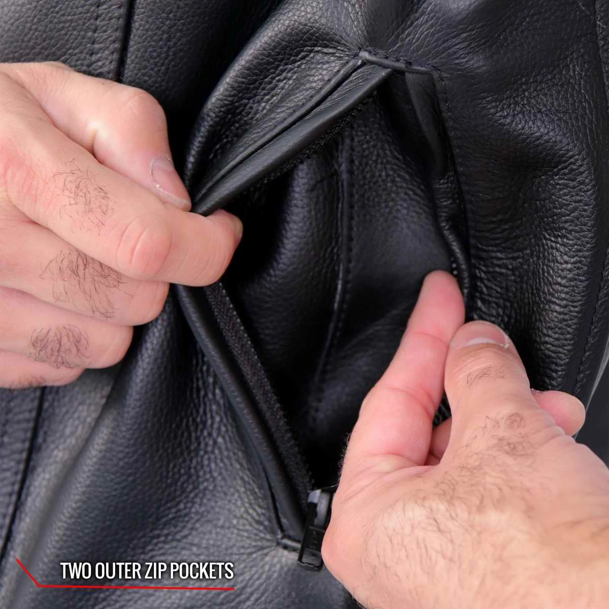 Motorcycle Vests Hot Leathers VSM1051 Men's Black 'Celtic Cross' Conceal And Carry Leather Vest