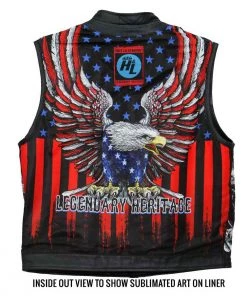 Hot Leathers VSM1052 Men's Black 'Patriotic' Conceal And Carry Leather Vest Motorcycle Vests