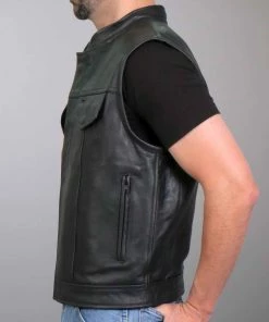 Hot Leathers VSM1052 Men's Black'Patriotic' Conceal And Carry Leather Vest Motorcycle Vests