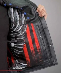 Hot Leathers VSM1052 Men's Black'Patriotic' Conceal And Carry Leather Vest Motorcycle Vests