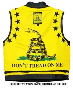 Motorcycle Vests Hot Leathers VSM1053 Men's Black 'Don't Tread On Me' Conceal And Carry Leather Vest