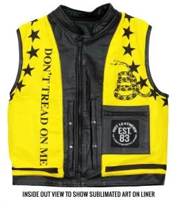 Motorcycle Vests Hot Leathers VSM1053 Men's Black'Don't Tread On Me' Conceal And Carry Leather Vest