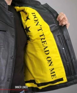 Motorcycle Vests Hot Leathers VSM1053 Men's Black'Don't Tread On Me' Conceal And Carry Leather Vest