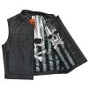 Motorcycle Vests Hot Leathers VSM1054 Men’s Black 'Skull Flag' Conceal And Carry Leather Vest