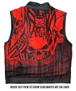 Hot Leathers VSM1055 Men’s Black'Over The Top Skull' Conceal And Carry Leather Vest Motorcycle Vests