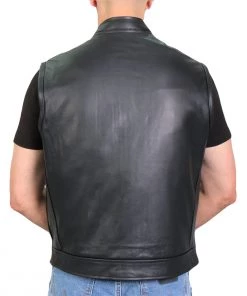 Motorcycle Vests Hot Leathers VSM1057 Men’s Black'Mexican Blanket' Conceal And Carry Leather Vest