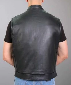 Hot Leathers VSM1058 Men's Black'Camo Flag' Conceal And Carry Leather Vest