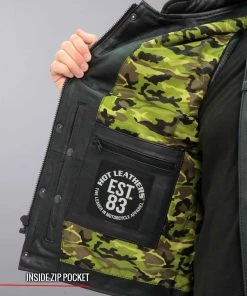 Hot Leathers VSM1058 Men's Black'Camo Flag' Conceal And Carry Leather Vest