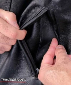 Hot Leathers VSM1058 Men's Black'Camo Flag' Conceal And Carry Leather Vest