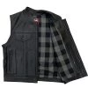 Hot Leathers VSM1059 Men's Black 'Flannel Grey' Conceal And Carry Leather Vest