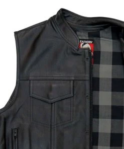 Hot Leathers VSM1059 Men's Black'Flannel Grey' Conceal And Carry Leather Vest