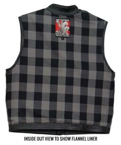 Hot Leathers VSM1059 Men's Black 'Flannel Grey' Conceal And Carry Leather Vest