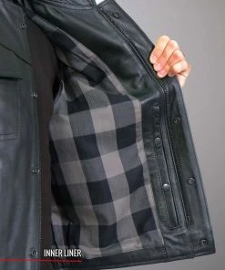 Hot Leathers VSM1059 Men's Black'Flannel Grey' Conceal And Carry Leather Vest